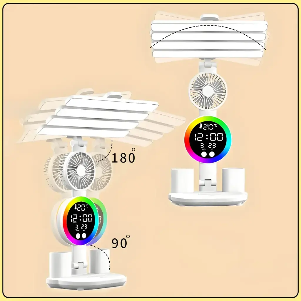 Настільна LED-лампа з 4 панелями, вентилятором і дисплеєм KRX-104 - фото 6