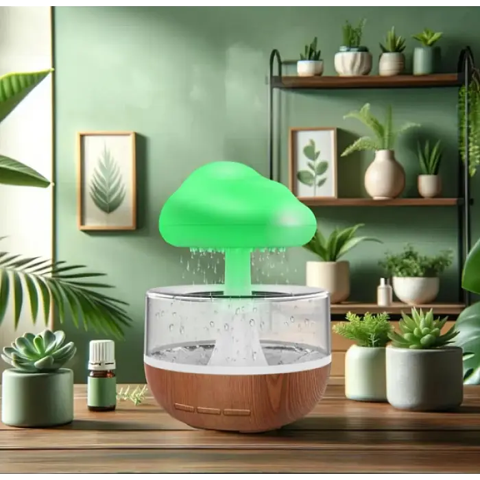 Ультразвуковий зволожувач повітря нічник Грибок з ефектом дощу MUSHROOM Cloud Rain Humidifier - фото 3