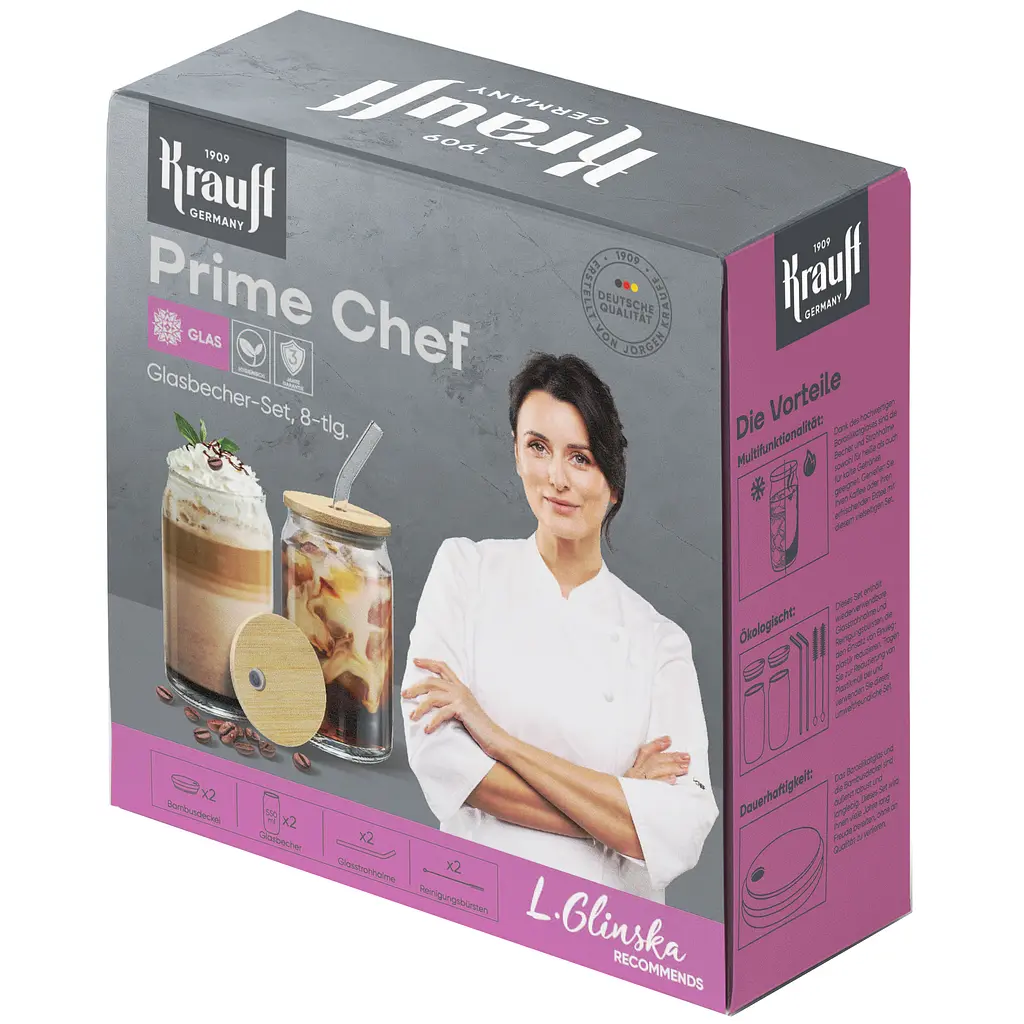 Набор стаканов с трубочками Krauff Prime Chef из коллекции Лизы Глинской 550 мл 8 предметов (29-305-192) - фото 3