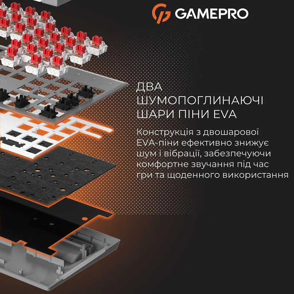 Клавіатура GamePro Genesis Metallic MK144G Outemu Червоний Swithes USB Сірий - фото 10