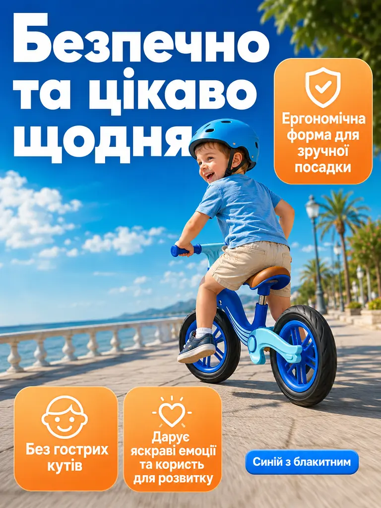 Дитячий біговел-балансир Дельфін складаний від 2-5 років, синій з блакитним (26276279) - фото 6