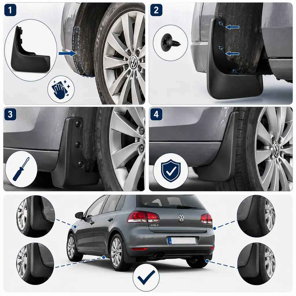 Бризковики для Volkswagen Golf VI Mk6 2008-2012 Хечбек Комплект 4 шт (OEM: 5K0075111 5K0075101) - фото 2