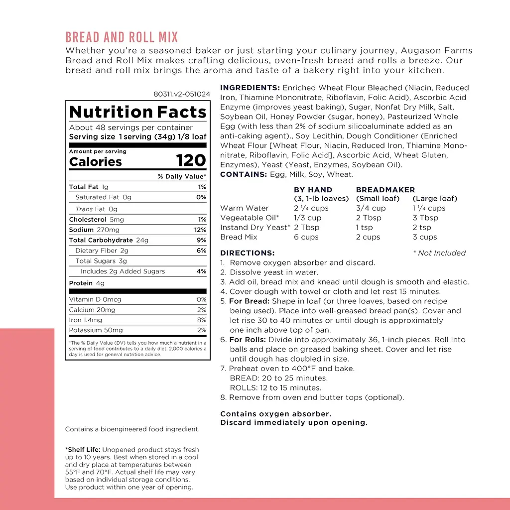 Суміш для випікання хліба Augason farms, 48 порцій, 10 років термін зберігання (101198) - фото 5