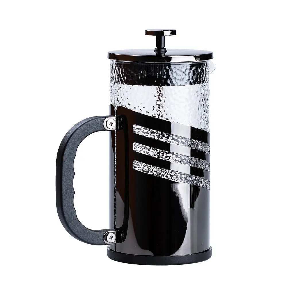 Френч-прес чайник скляний Haus Roland 1 літр з фільтром фактурний, чорний TS Kitchen HP33537B - фото 4