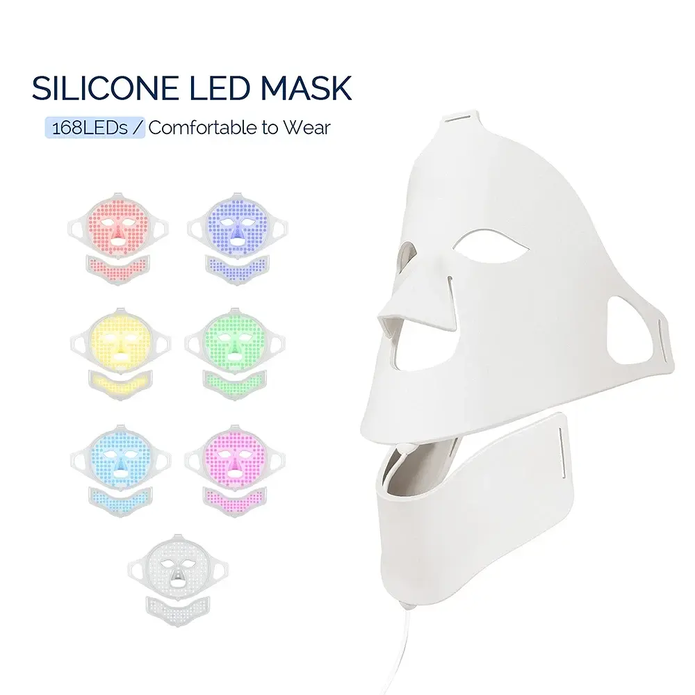 Foreverlily Силіконова світлодіодна маска 7 Color LED Light Photon Red Light Therapy 3D Гнучка маска для обличчя Anti-Ance Догляд - фото 5