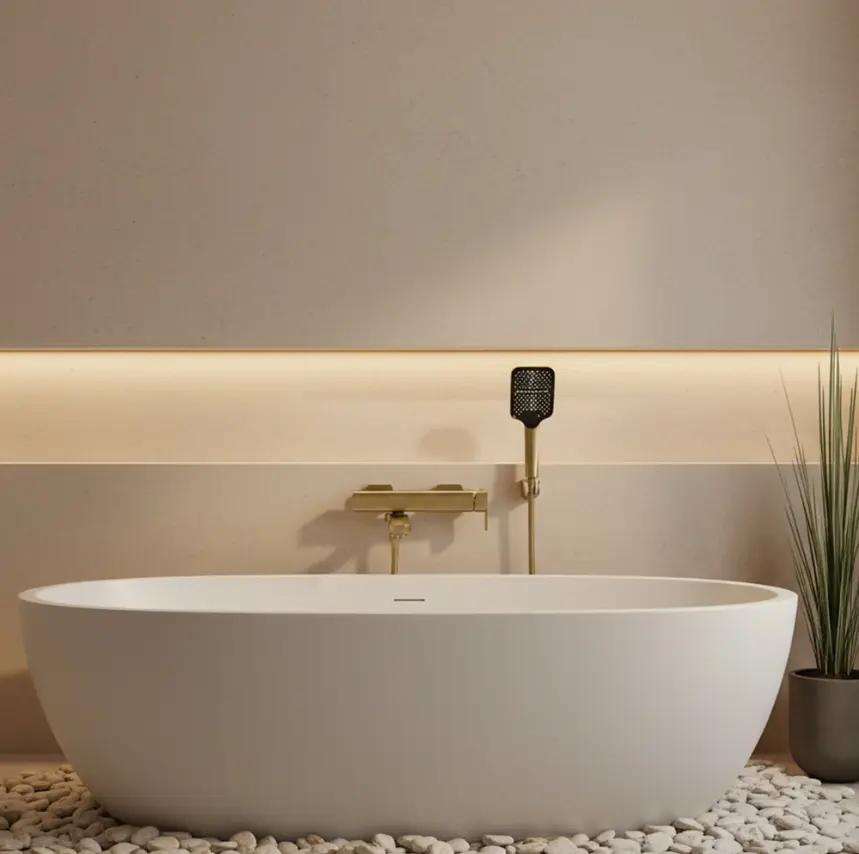 Змішувач для ванни Rea Arlo brushed gold REA-B0979 - фото 3