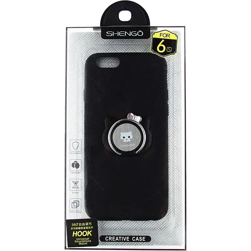 Чохол-накладка Shengo Soft-touch holder TPU Case iPhone 6/6S Black - фото 2