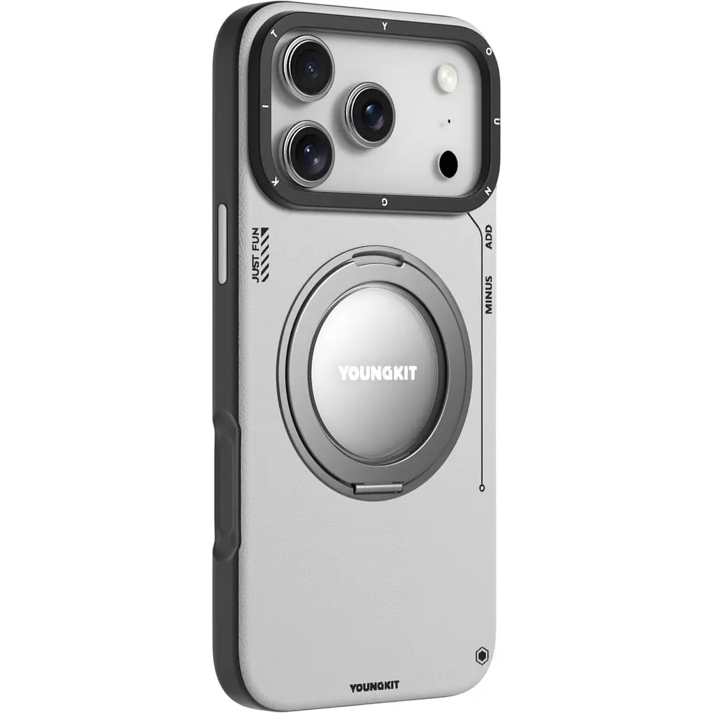 Чохол YoungKit Leather Case with Magnetic Ring для iPhone 17 Pro + Magnetic Stand 360° White [167783] - фото 3