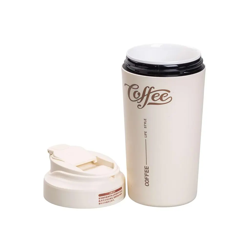 Термочашка Coffee 480 мл з керамічною колбою, бежевий Yiwu HP-14-14BE - фото 10