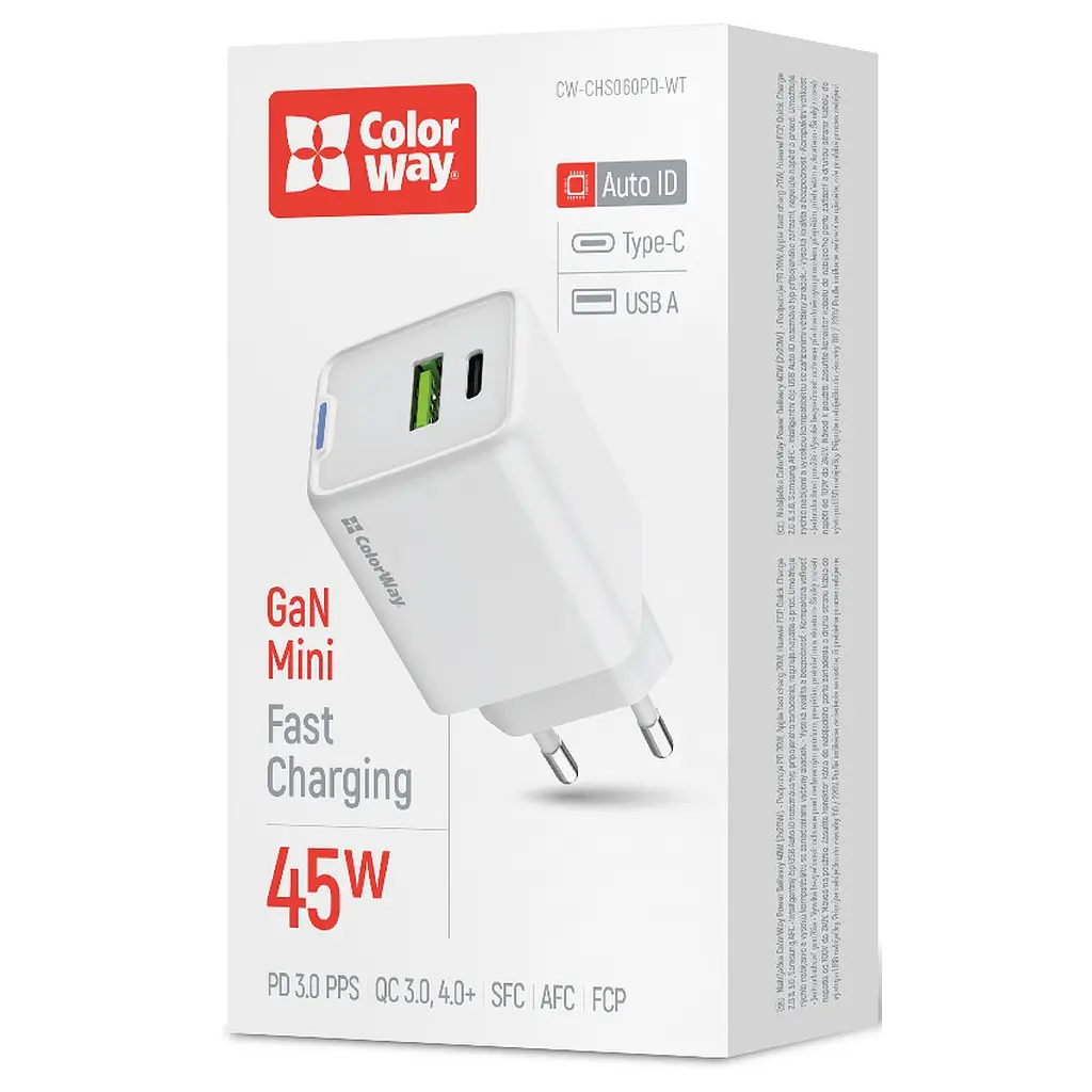 Зарядний пристрій ColorWay C101E GaN Mini 45 Вт PD PPS USB-C + USB-A QC 4.0 білий (CW-CHS060PD-WT) - фото 7