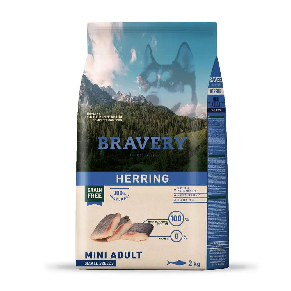 Сухий корм для собак дрібних порід BRAVERY Herring Mini Adult з оселедцем 2 кг