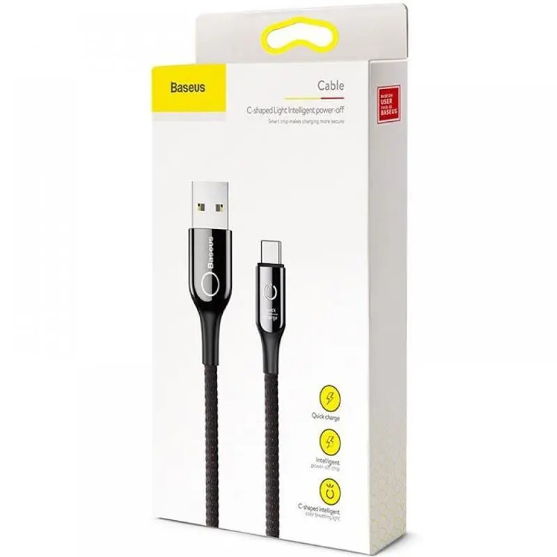 Кабель Baseus Light Intelligent Power-Off Cable USB to Type-C 3A 1m CATCD-01 Black - фото 3