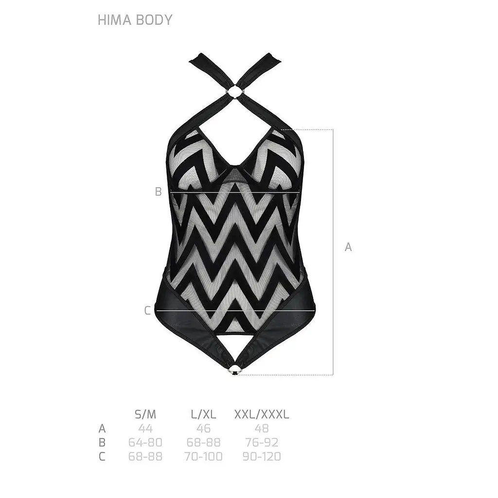 Сетчатый боди с халтером и ритмичным рисунком Hima Body black - Passion L/XL - фото 5