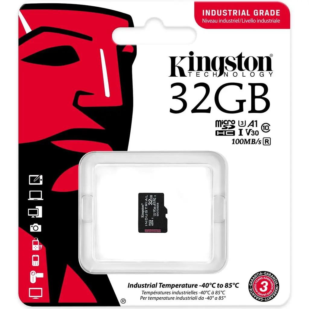 Карта пам'яті Kingston 32GB microSDHC Industrial C10 A1 pSL C Card Single Pack w/o Adapter SDCIT2/32GBSP (SDCIT2/32GBSP) - фото 2