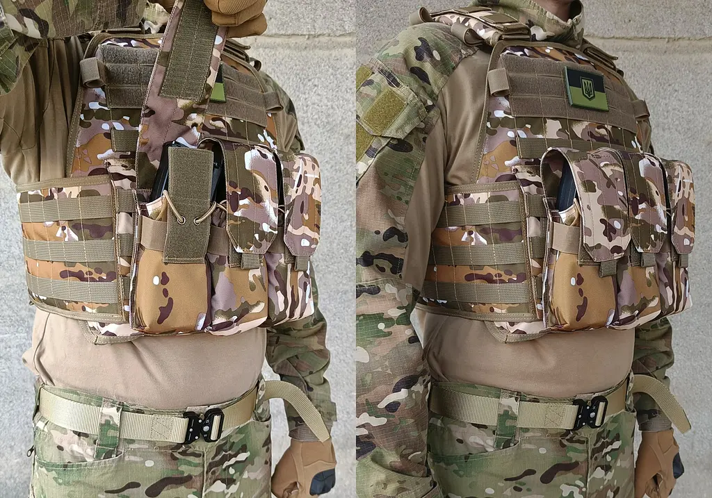 Підсумок під 6 магазінів АК/РПК потрійний мультикам степовий Multicam Arid (MOLLE, підсумок на розгрузку, жилет, РПС) - фото 3