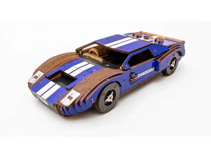 Дерев’яний 3D конструктор Fast car Gt, Puzzleоk (Puz-26915), 164 дет. (синій) - фото 2