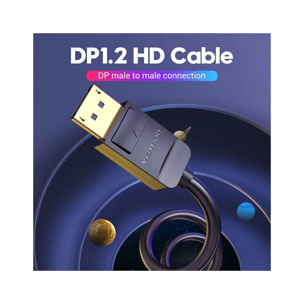 Кабель мультимедійний DisplayPort M to DisplayPort M 1.5m 4K60Hz black Vention (HACBG) - фото 2