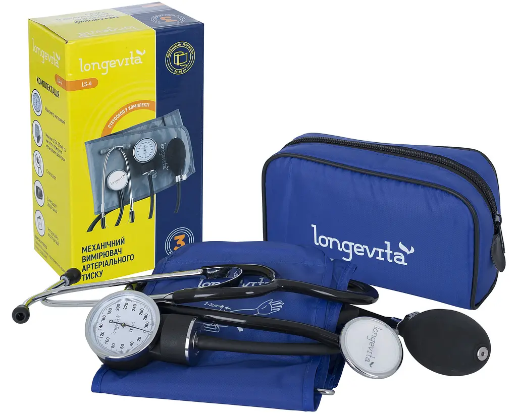 Механічний вимірювач тиску Longevita LS-4 (стетоскоп у комплекті) (5929741) - фото 4