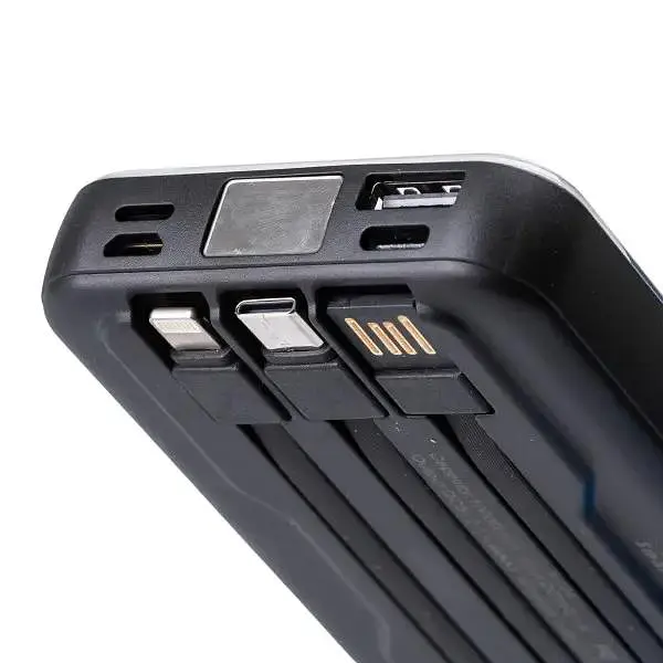 Павербанк універсальний з магнітною бездротовою зарядкою MAGSAFE Li-Pol 10000 мАг для телефона та інших пристроїв  Power bank Smart X зі швидкою зарядкою Fast Charge та 3 вбудованими кабелями (Lightning, USB-C, USB-A) 10000 mAh Чорний - фото 4
