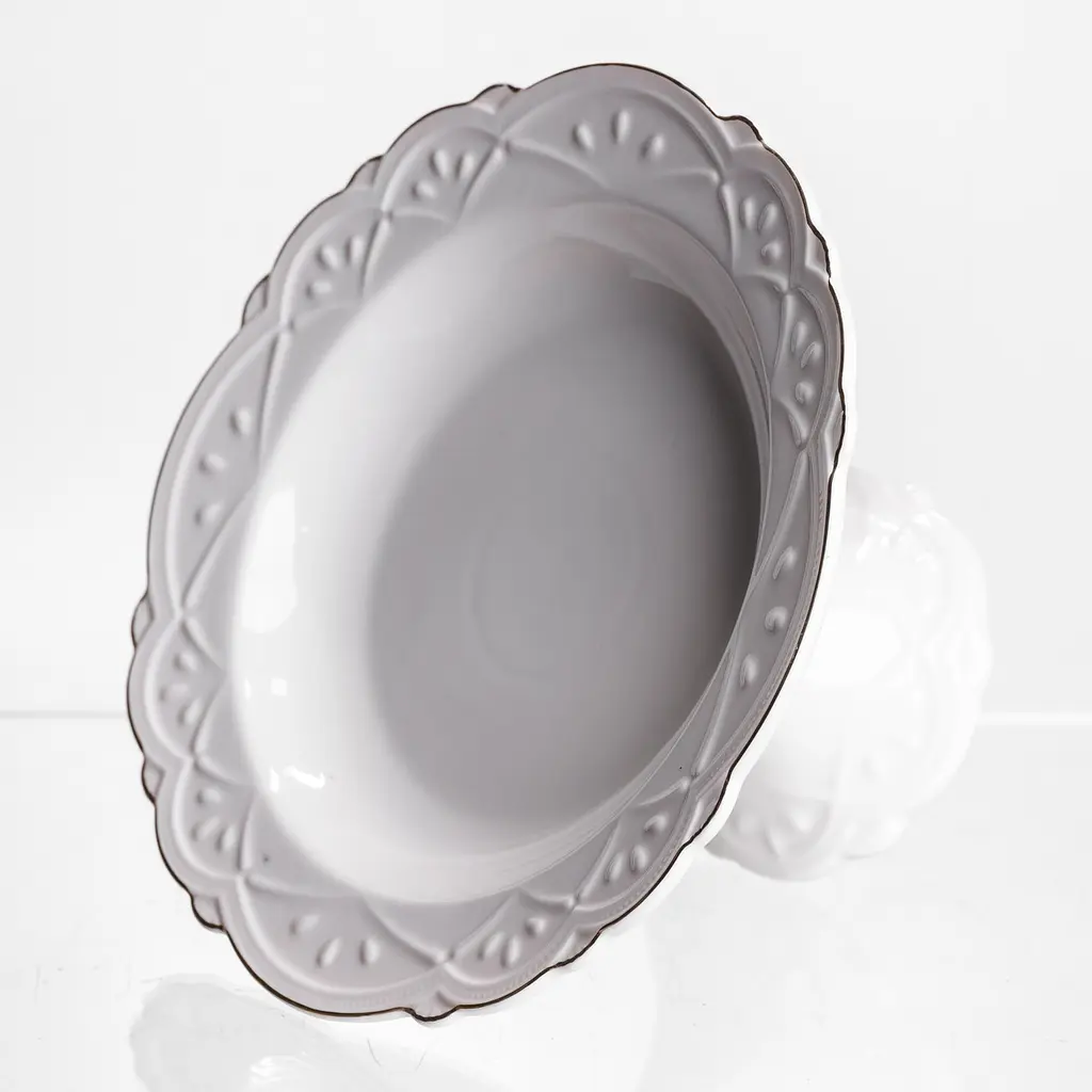Фруктовница на ножке White Square 21.5 см, фарфоровая круглая Yiwu 120-YH-HG056 - фото 3