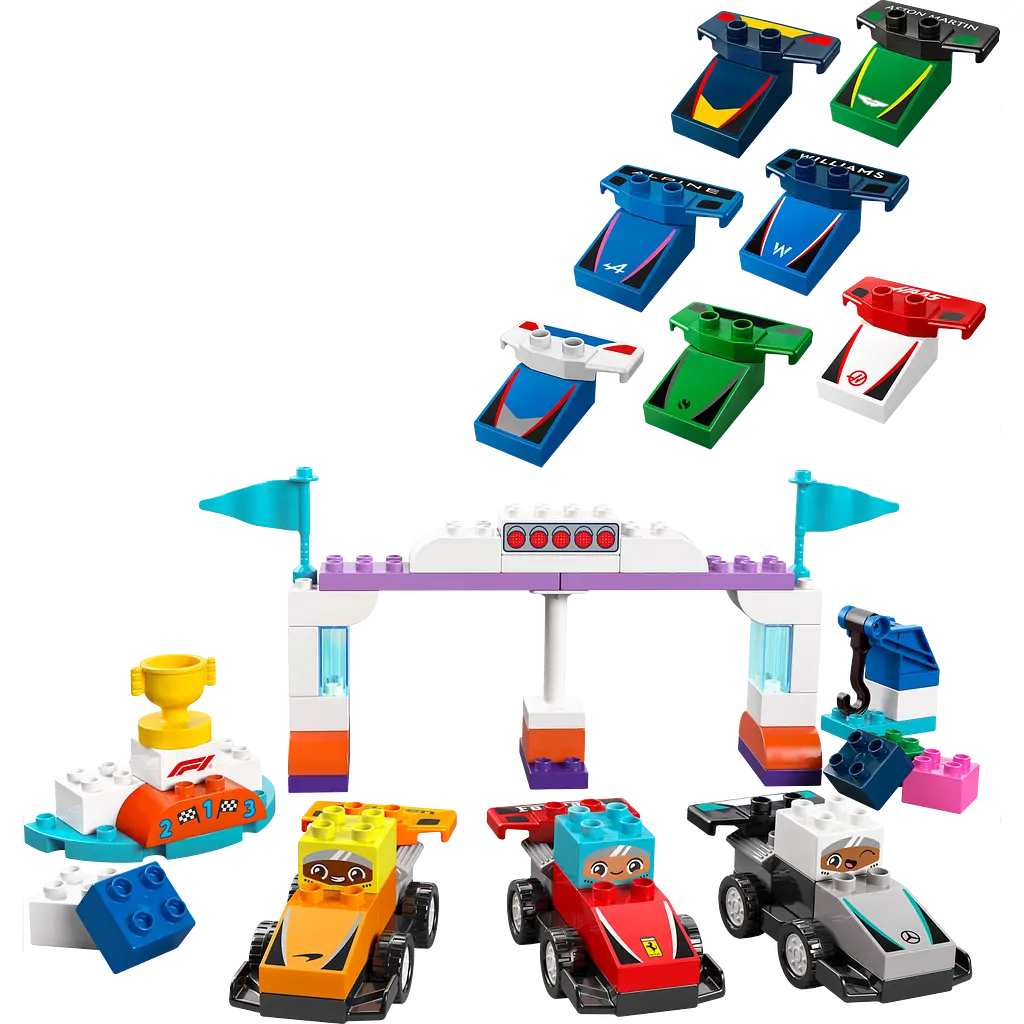Конструктор LEGO DUPLO Автомобили для гонок и пилоты команд Формулы-1, 70 деталей (10445) - фото 3