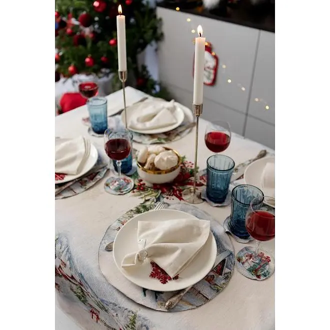 Скатерть Прованс Снежная зима гобеленовая с велюром 135х260 см (37474) - фото 6