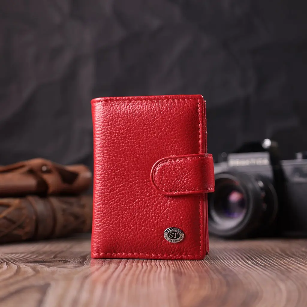 Містка візитниця з натуральної шкіри ST Leather 22470 червона - фото 9