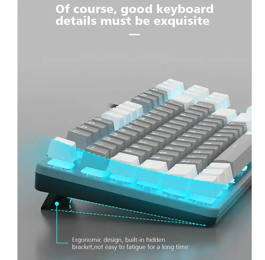 Клавіатура ігрова механічна Aula Mechanical F-3287 White-Grey Keycap KRGD Blue - фото 4