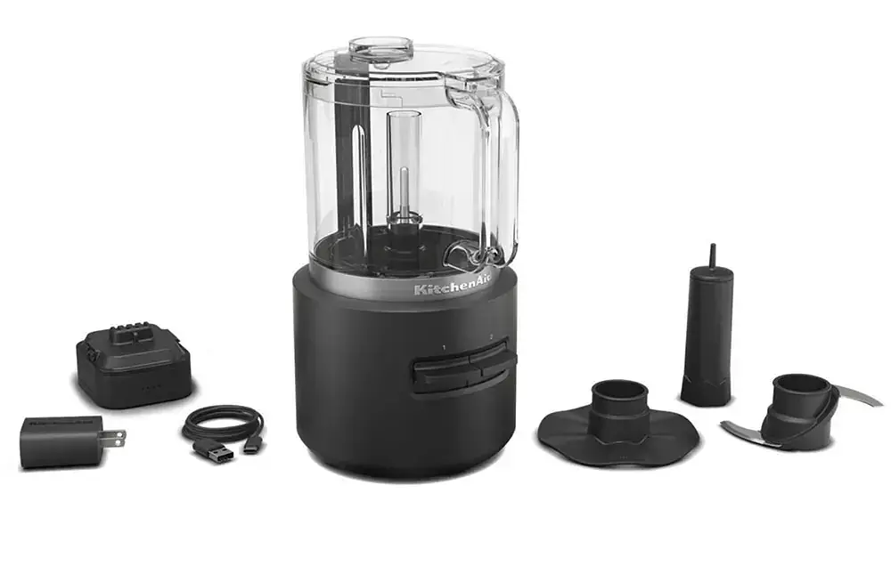 Кухонний мінікомбайн KitchenAid Go 5KFCR531BM 12V, бездротовий зі знімною батареєю, з акумулятором, чорний - фото 2