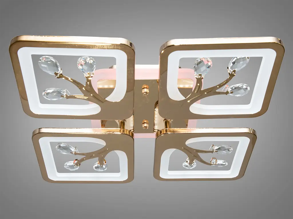 Стильна стельова LED-люстра в дитячу Diasha S8157/4G LED 3color - золото, 85 Вт, 37x37 см - фото 3