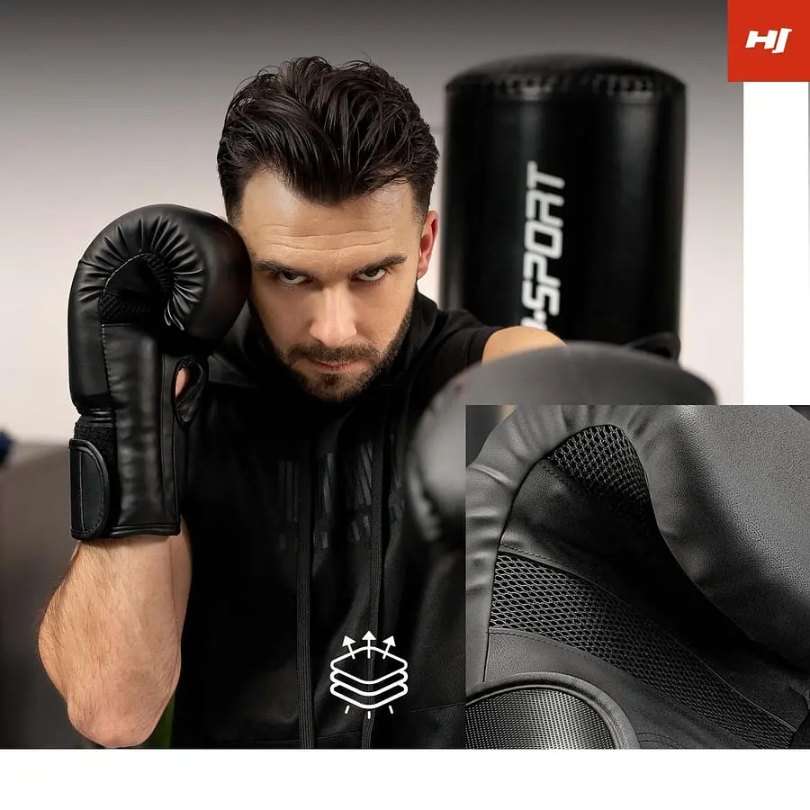Боксерські рукавиці Hop-Sport HS-BG12 12oz чорні - фото 9