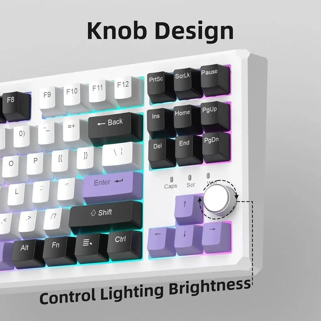 Клавіатура MageGee SKY 87 RGB Wireless Ivory White Switch Ice Purple (6971969728486-UA) [164308] - фото 12
