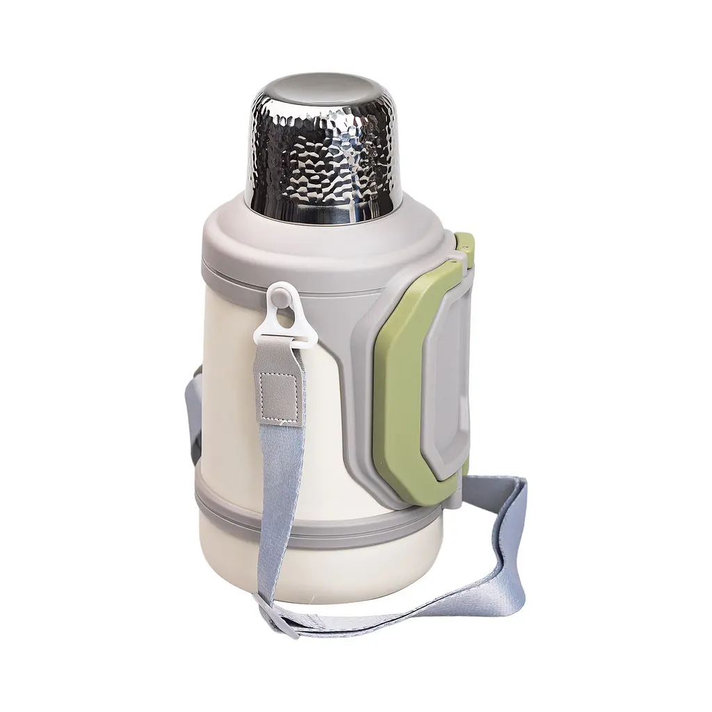 Термос для туризму Vacuum Cup 1,5 л з фліп кришкою та складаними ручками, сірий Yiwu HP-14-21W - фото 18
