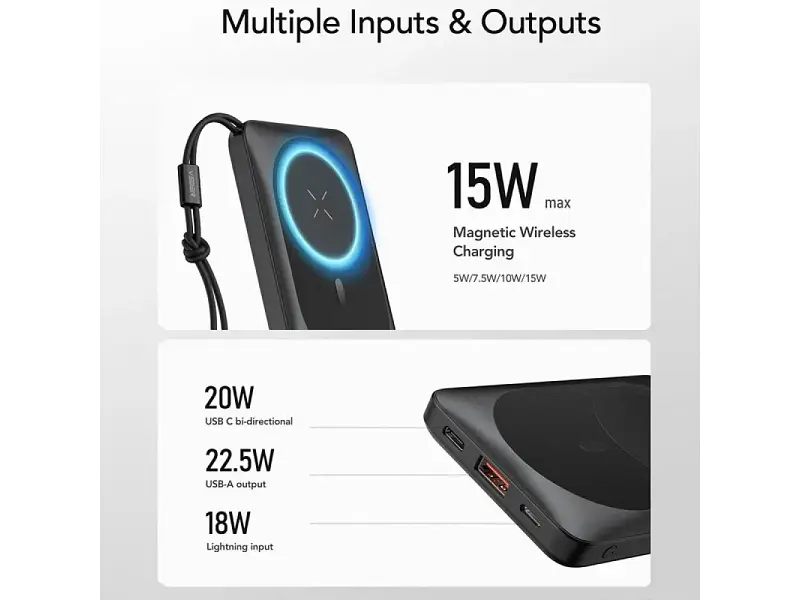 Зовнішній акумулятор (Power Bank) VEGER W1151 Wireless 38.5Wh 3.85V 10000mAh Black - фото 4