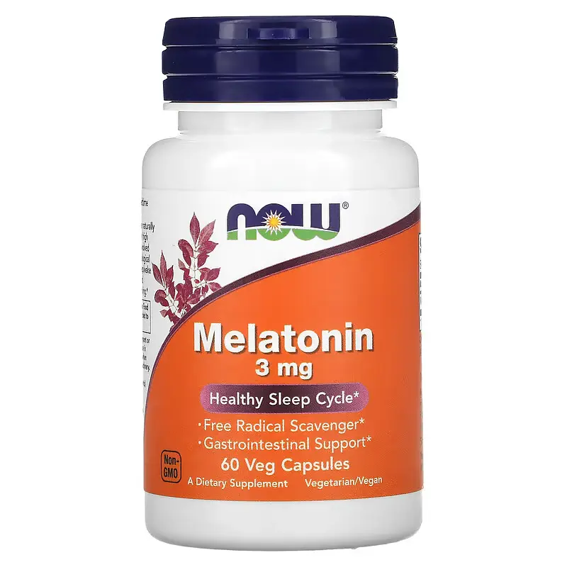NOW Мелатонін, Melatonin 3 мг - 60 капсул