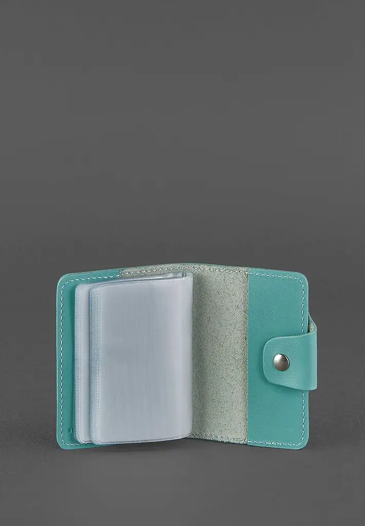 Жіночий шкіряний кард-кейс 7.1 (Книжечка) бірюзовий - фото 4