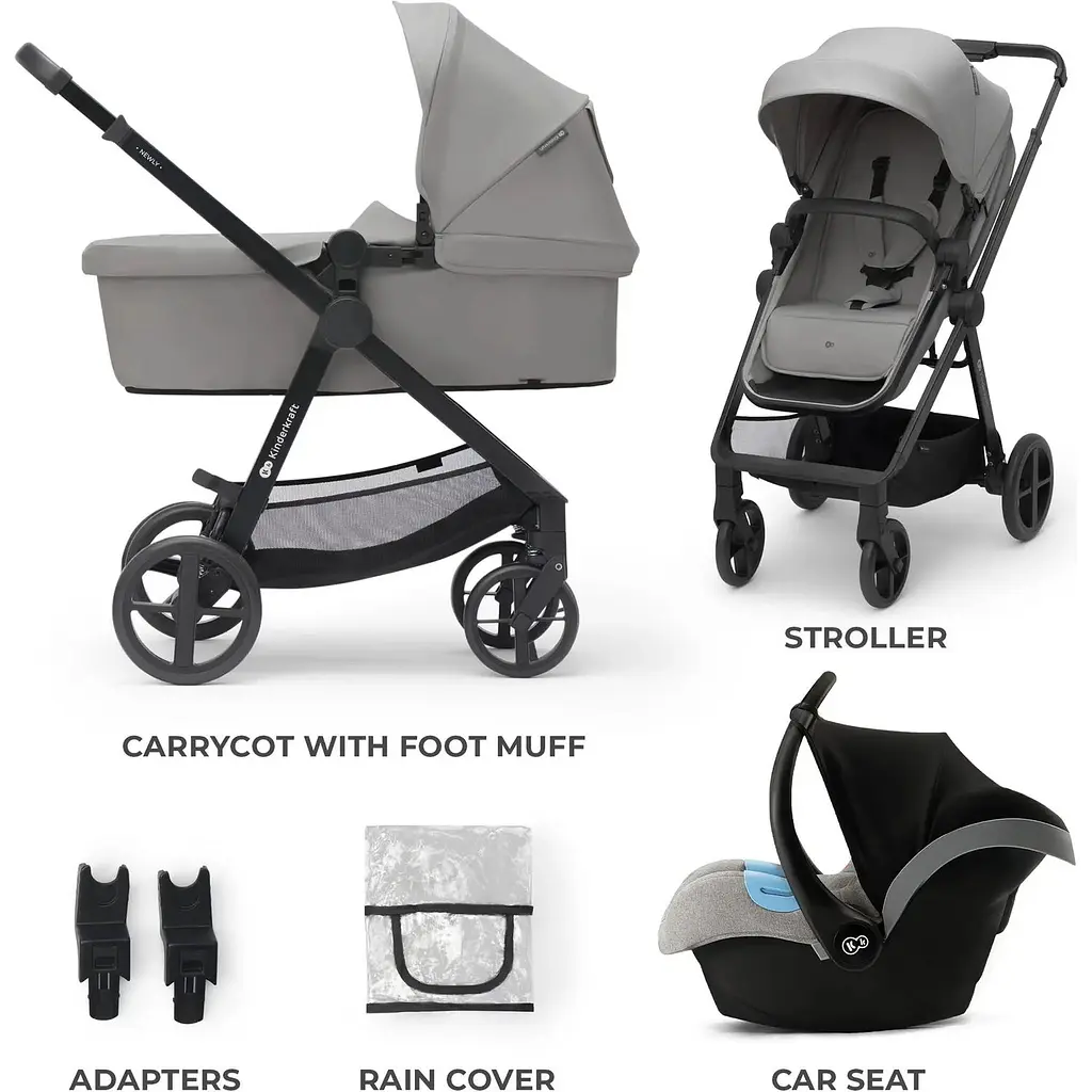 Універсальна коляска 3 в 1 Kinderkraft Newly Moonlight Grey (00-00305183) - фото 2