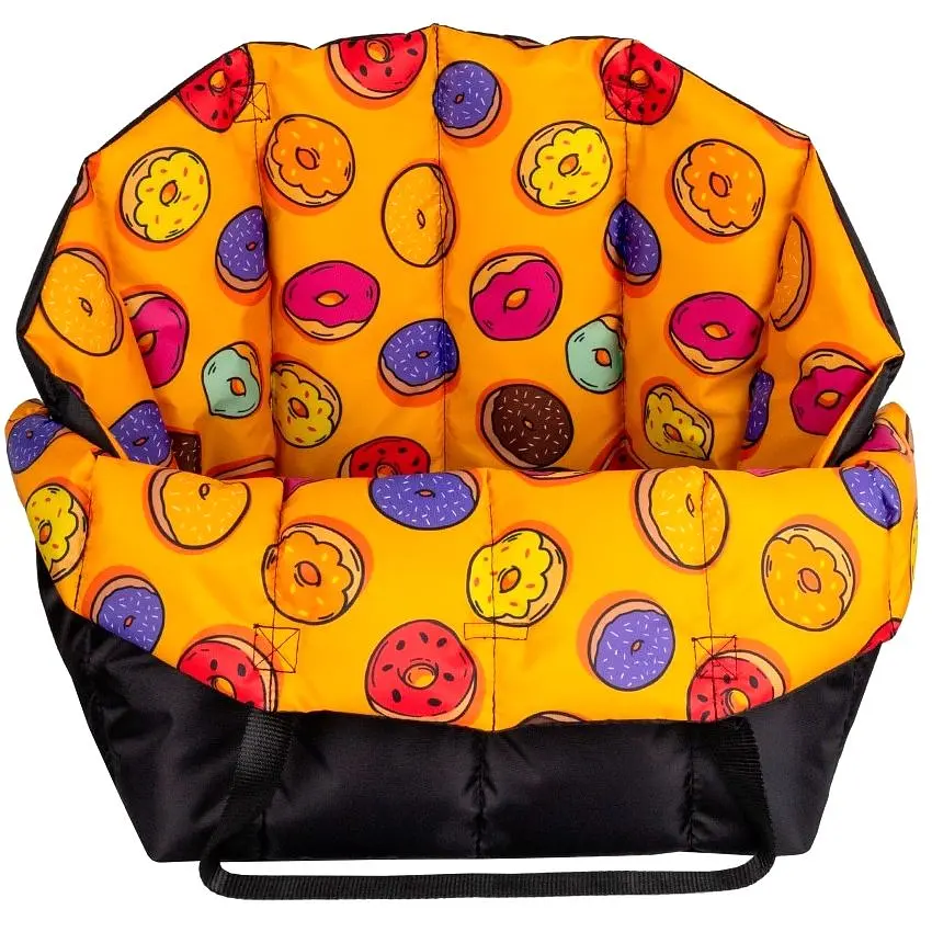 Сумка-переноска для кошек и собак Barksi в автомобиль размер L 38х30х39 см пончики черная - фото 4