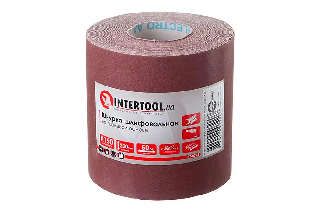 Шліфувальний папір наждачна шкірка в рулоні Intertool 200 мм х 50 м P150 BT-0722 - фото 2