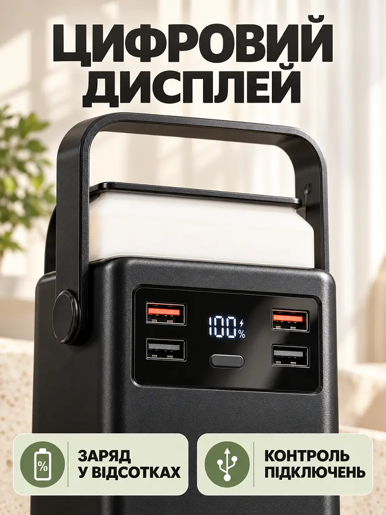 Портативний акумулятор 60000 mAh 22.5W зі швидкою зарядкою та LED-ліхтарем для смартфонів Чорний (37261159) - фото 5
