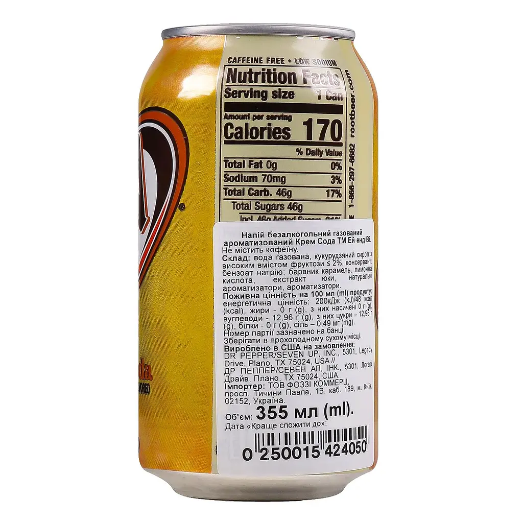 Напій безалкогольний A & W Cream Soda сильногазований 0.355 л з/б (940147) - фото 2