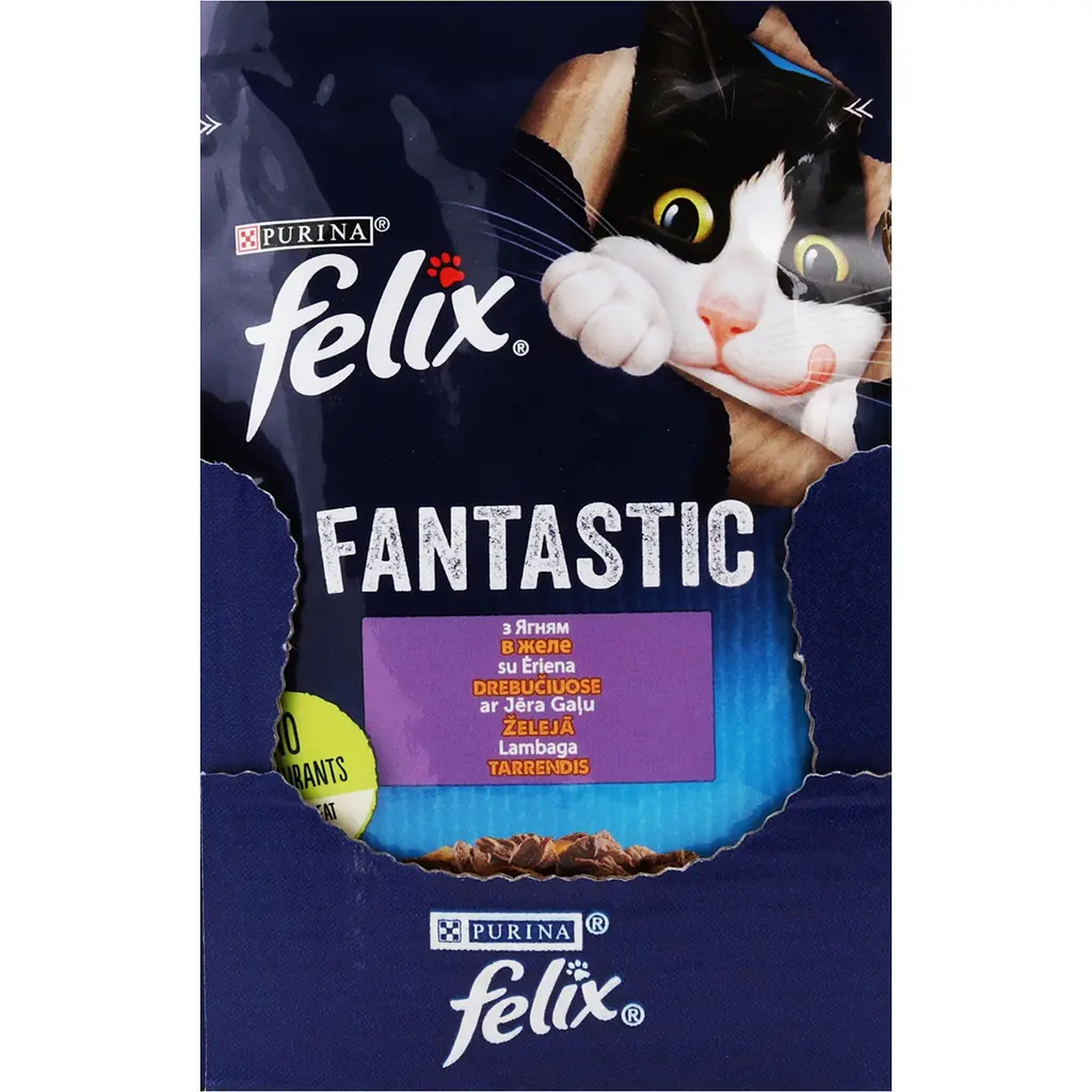 Вологий корм для котів Felix Fantastic з ягням в желе 85 г - фото 3