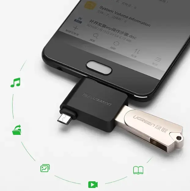 Адаптер Ugreen 30453 2 in1 micro-USB/Type-C Black черный - фото 2