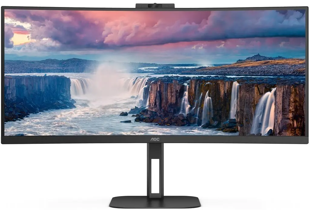 Монітор 34 вигнутий AOC CU34V5CW/BK WQHD 2560x1440 VA 100Гц 1 мс з колонками та USB-хабом чорний - фото 2