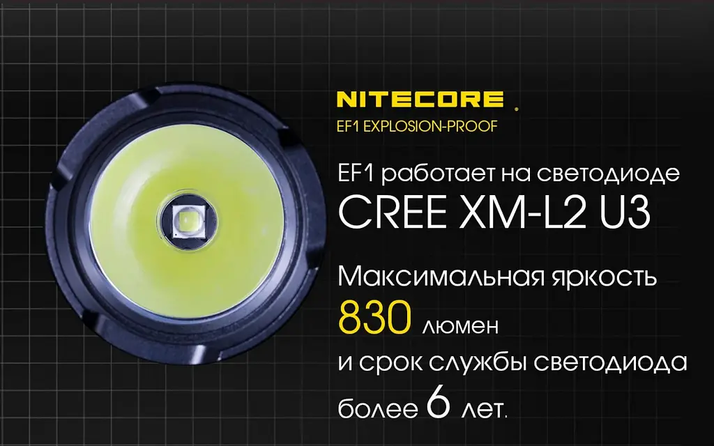 Мощный взрывозащищенный фонарь Nitecore EF1 830лм (3 режима) - фото 4