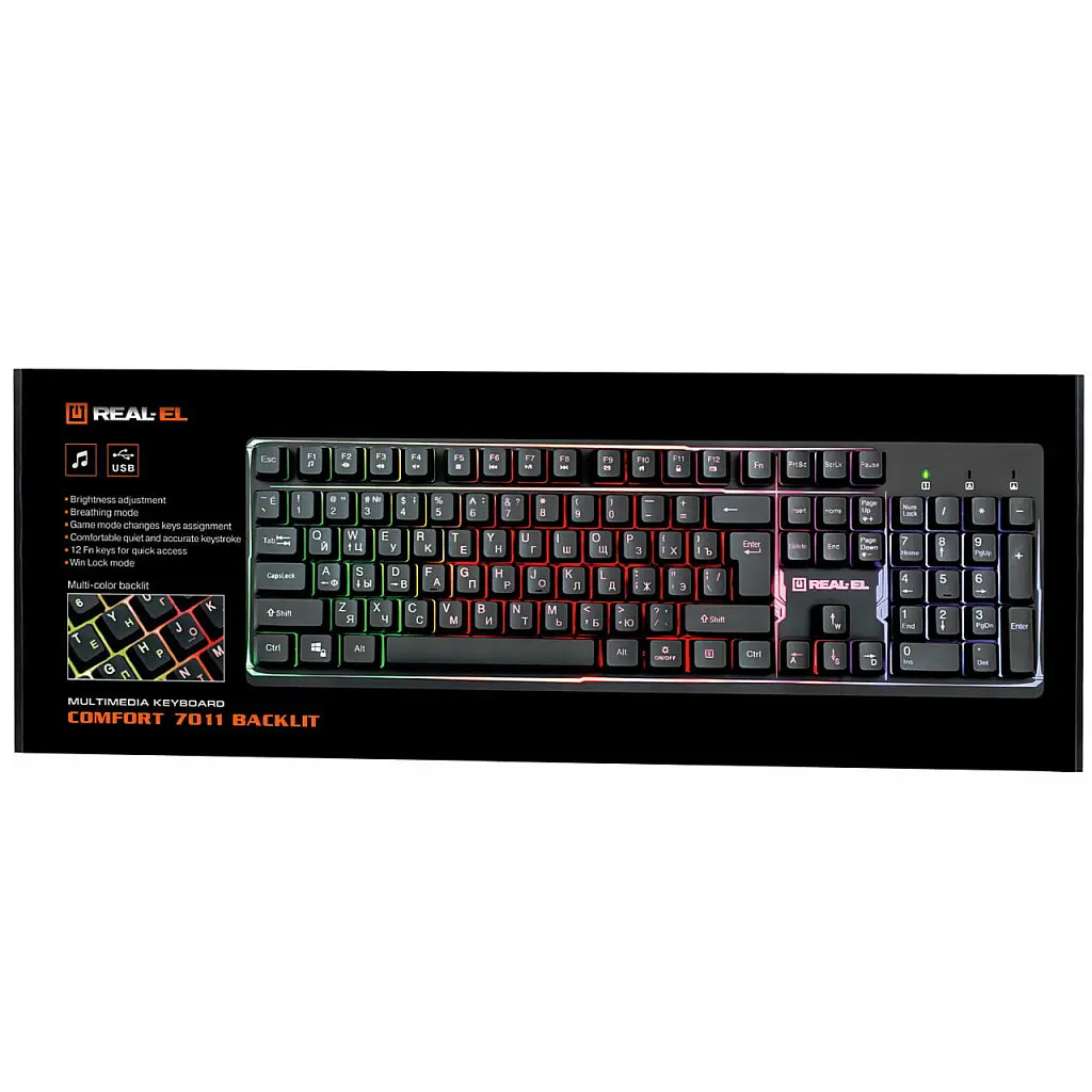 Клавіатура REAL-EL 7011 Comfort Backlit Black (EL123100043) - фото 9