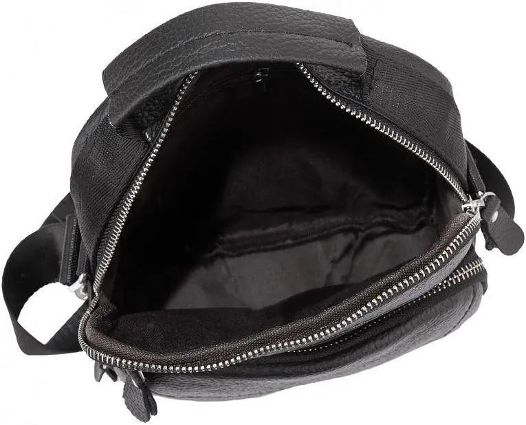 Сумка чоловіча шкіряна Tiding Bag через плече Чорна - фото 6