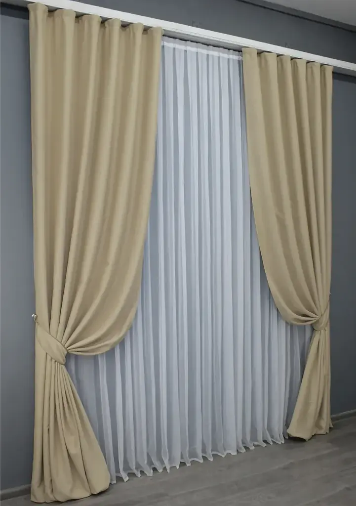 Комплект штор VR-Textil Midnight блекаут 2 шт 150x290 см кремовий (1222ш) - фото 3