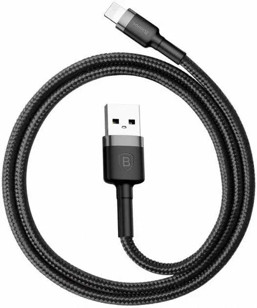 Кабель Baseus cafule Cable USB For iP 2.4A 1m Gray Black (CALKLF-BG1) - фото 2