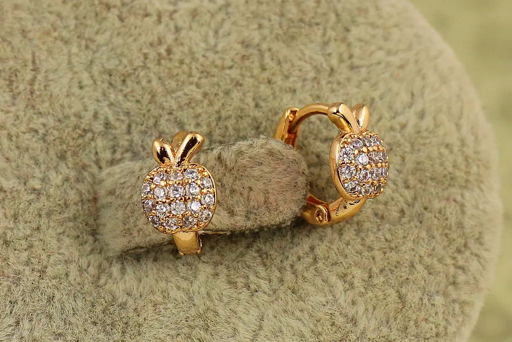 Серьги детские Xuping Jewelry яблочки золотистые - фото 2